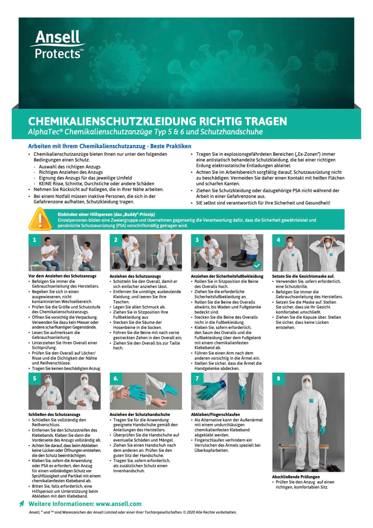 ARBEITSSCHUTZ: Chemikalienschutzkleidung richtig tragen (AlphaTec Typ 5 & 6 und Schutzhandschuhe)