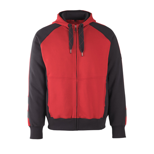 MASCOT 50566-963 UNIQUE  Wiesbaden Kapuzensweatshirt mit Rei�verschluss - 0209 Rot/Schwarz - XL
