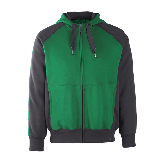 MASCOT 50566-963 UNIQUE  Wiesbaden Kapuzensweatshirt mit Rei�verschluss - 0309 Gr�n/Schwarz - 3XL