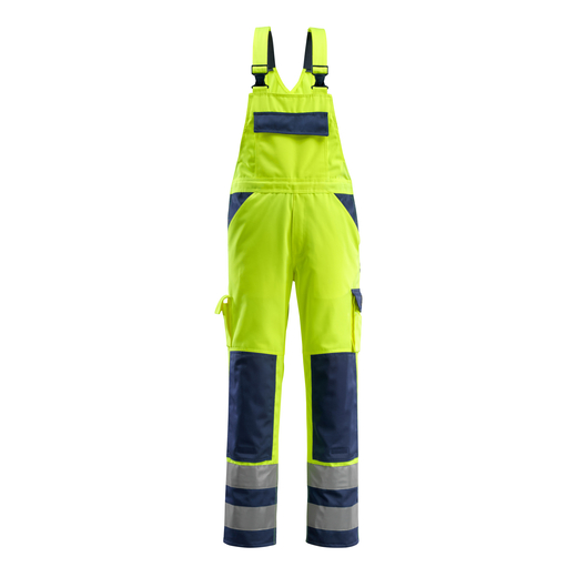 MASCOT 07169-470 SAFE COMPETE  Barras Latzhose mit Knietaschen - 171 hi-vis Gelb/Marine - 90C48