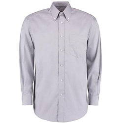 KUSTOM KIT Mens Corporate Oxfort Shirt Longsleeve Silver...